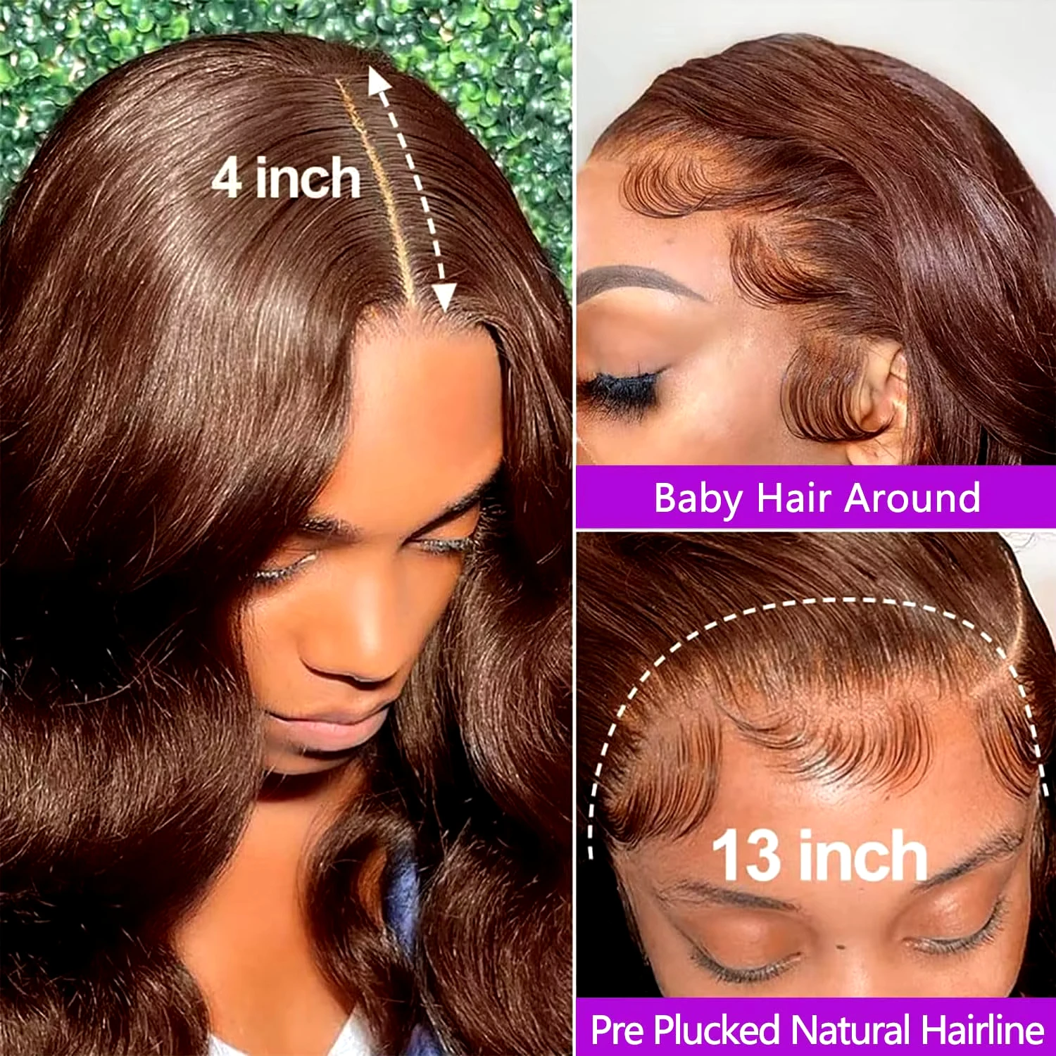 Chocolate Brown 13x6 Human Hair Wigs HD Lace Loose Body Wave Wigs 100% Human Hair Pre Plucked 13x4 Lace Frontal Human Hair Wig