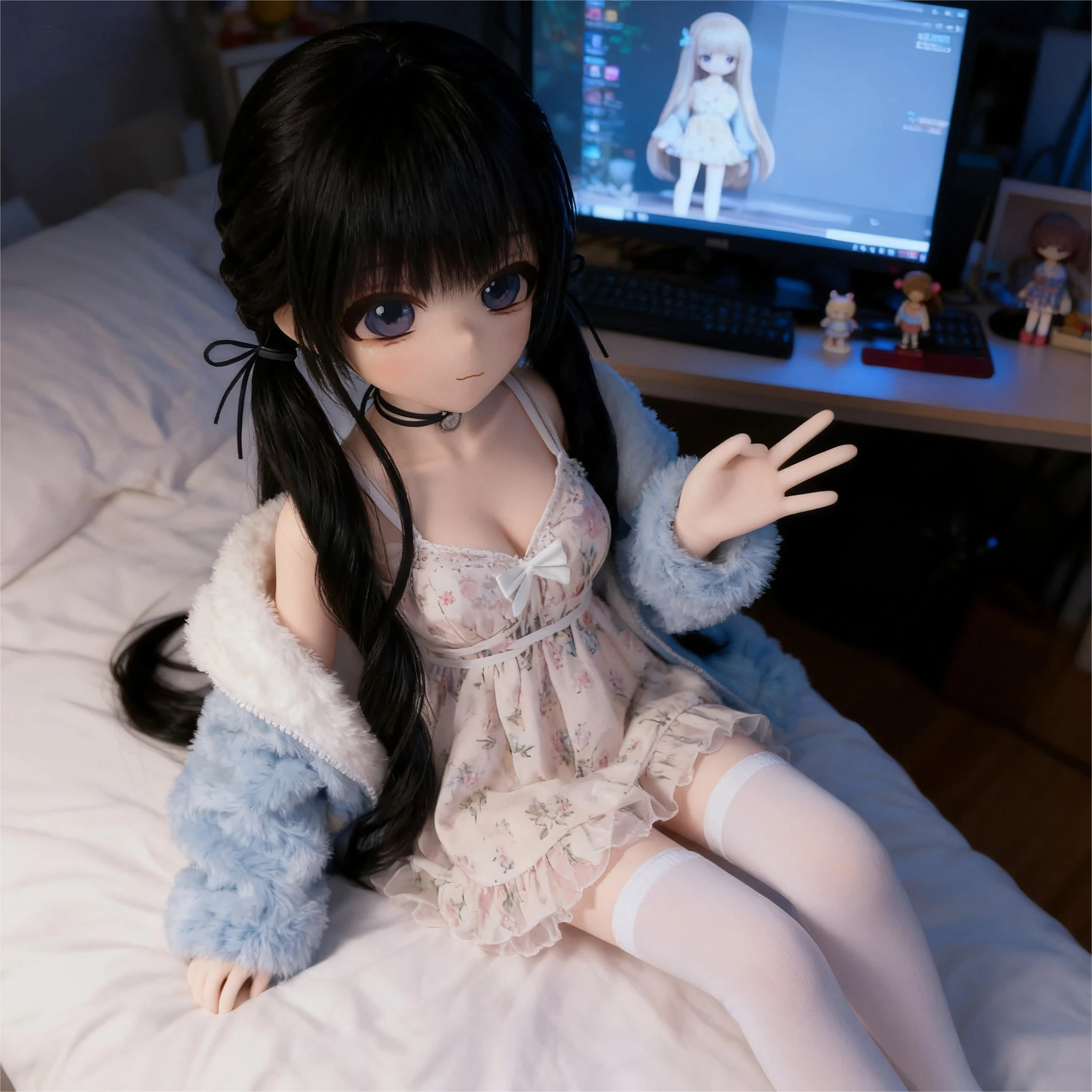 Anime doll, Soft material, with flexible joint positioning, customizable hair color, replaceable, and insertable (no clothes)