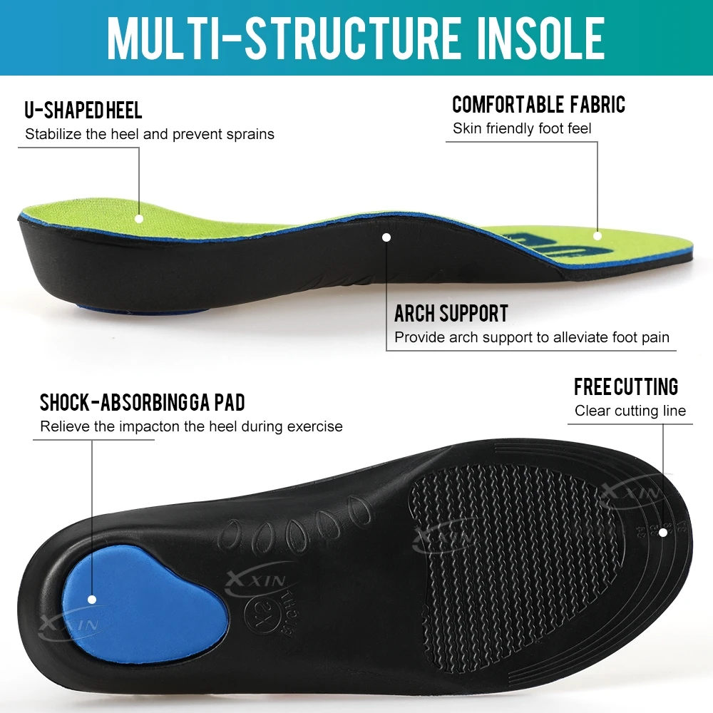 【Xxin】Arch Support Insole Orthotic Sports Insole Running Shock Absorber Shoe Pad Foot Care Size 34-46