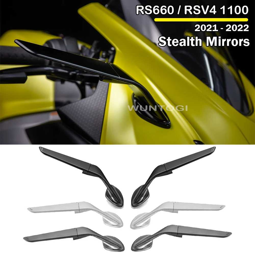 For Aprilia RS660 / RSV4 1100 Mirrors Stealth Mirrors Sports Winglets Mirror Kits Adjustable Mirrors Motorcycle Wing Mirrors