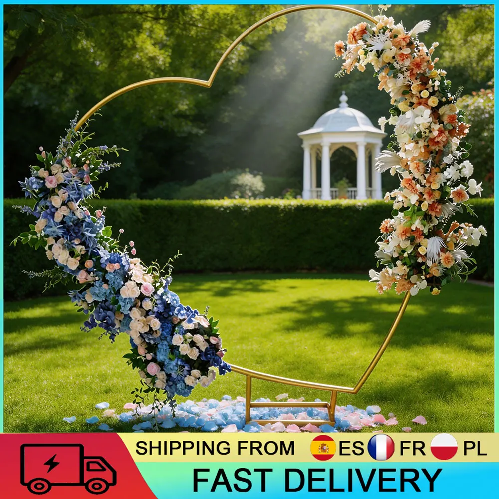 Arche de mariage en métal 2x2m en forme de cœur, cadre de toile de fond réglable, support pour ballons et fleurs pour décoration de mariage, fête, jardin, intérieur et extérieur