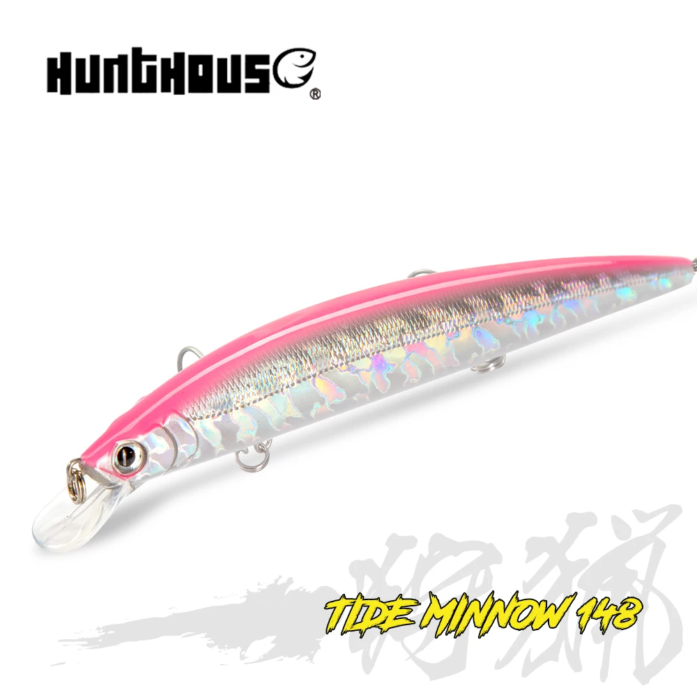 Hunthouse Tide Minnow Señuelos de pesca delgados 148mm 22,8g flotante duro Jerkbait para lubina trucha marina leurre pesca