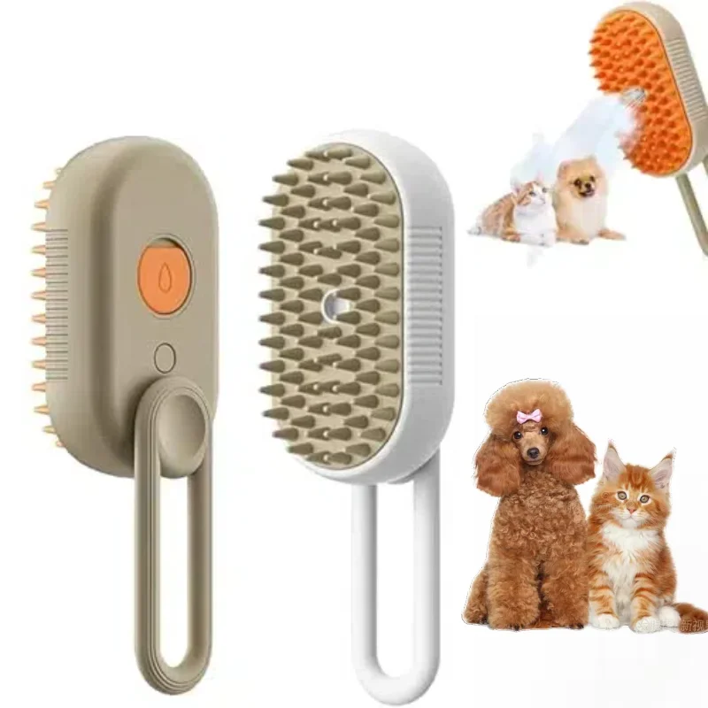 

Dog Steam Brush, Cat Steam Brush, 3 in 1 Pet Hair Removal Comb, Silicone Massage Grooming Pet Steam Brush Water Spray