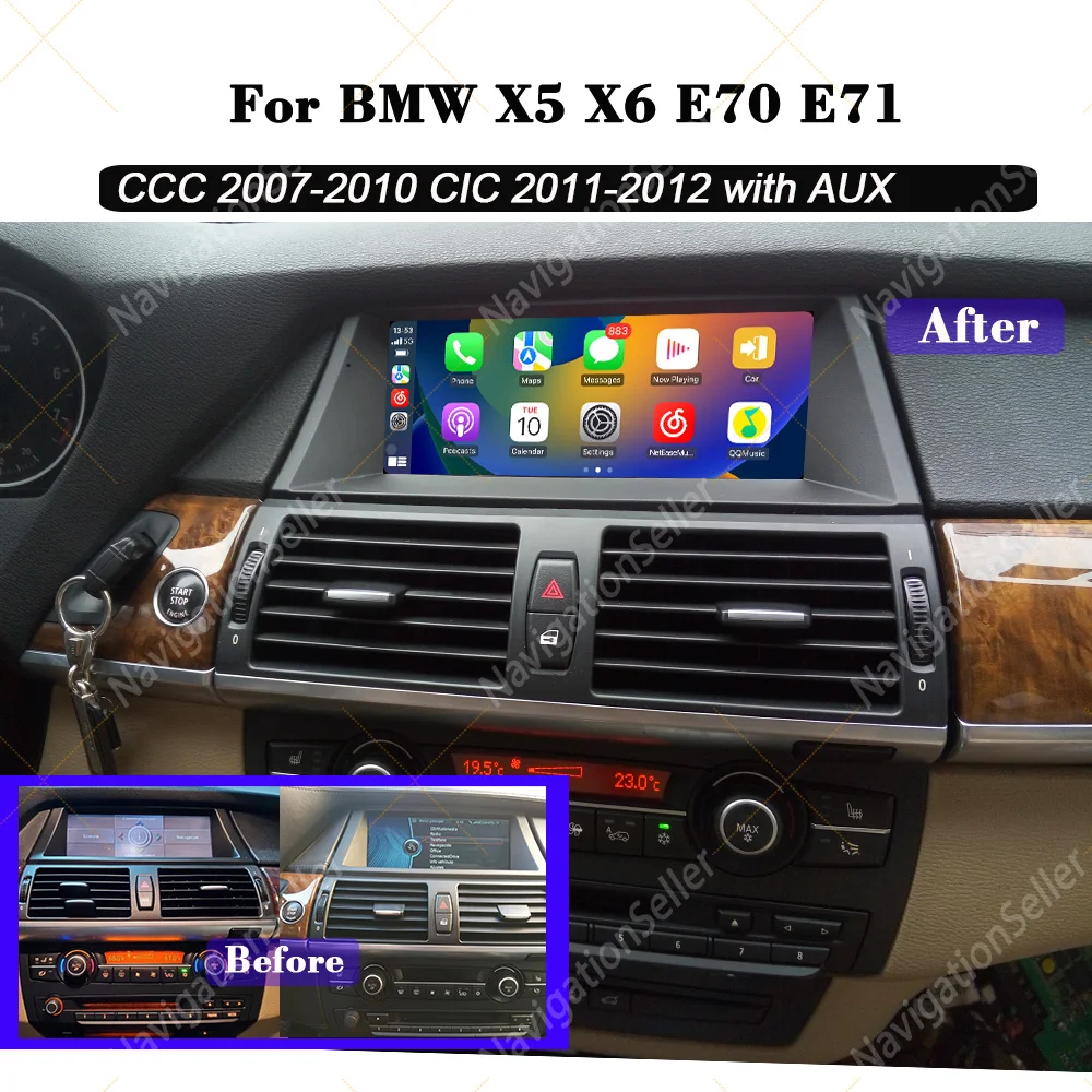 

VIGOHI For BMW X5 X6 E70 E71 CCC CIC Android Screen Navigation Radio Replacement CarPlay Android Auto Autoradio Stereo Upgrade