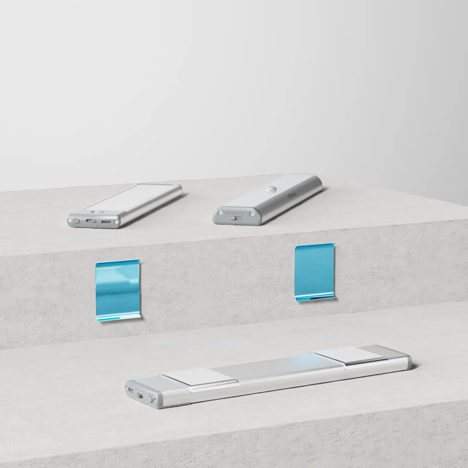 8 عبوات من صفائح الحديد القوسية لأعواد الإضاءة المغناطيسية تحت الخزانة - شرائط مغناطيسية مع دعم لاصق تحت أضواء الخزانة