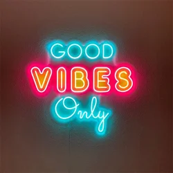 Good Vibes Only letrero de neón personalizado, letrero de neón, letrero de luz Led, arte de pared de neón, Decoración Led para el hogar, letrero de Bar, luces nocturnas