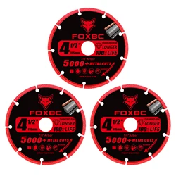 FOXBC 3PCS 115mm Diamond Cutting Wheel 5000+ Cuts on Rebar Stainless Steel Angle Iron with 22mm Hole