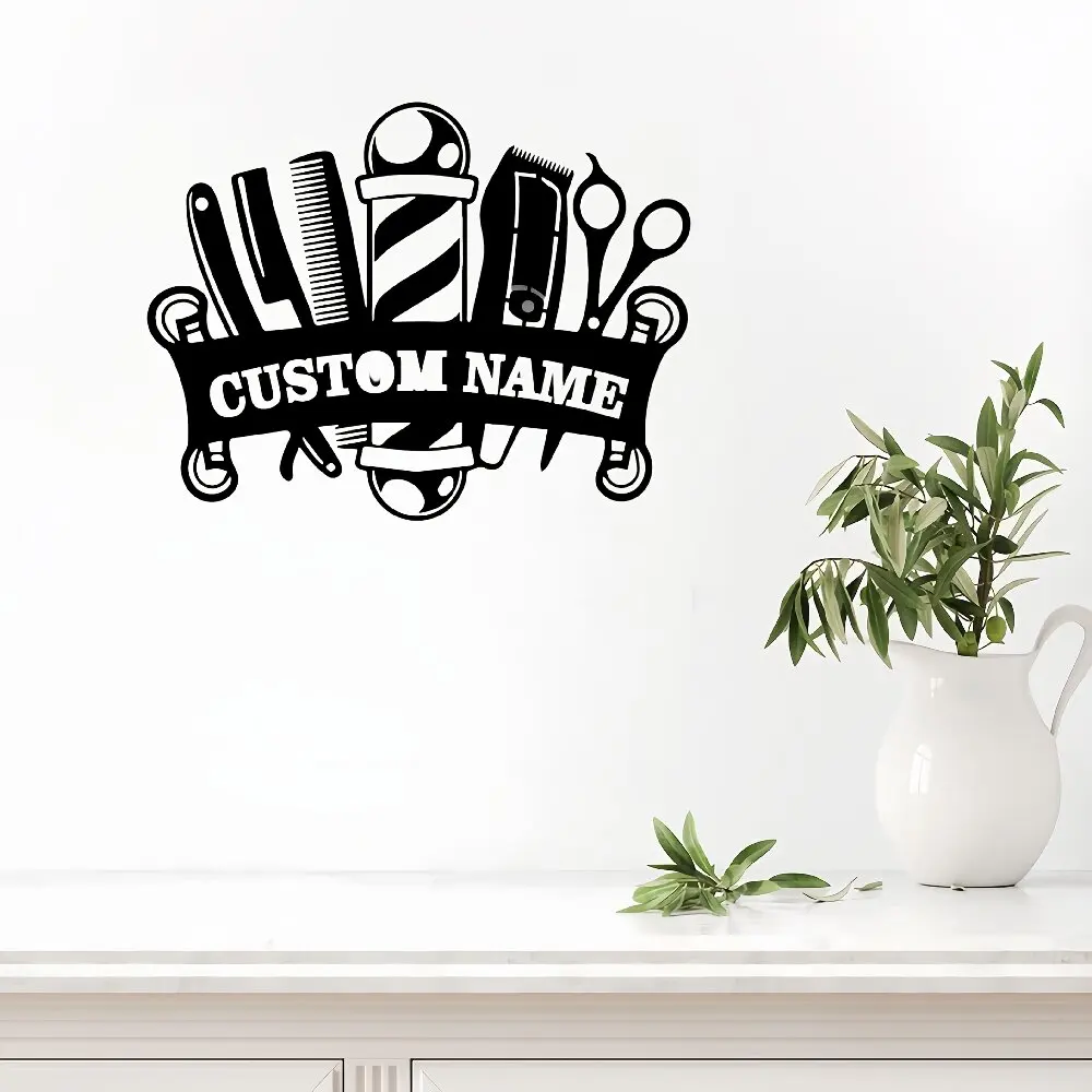 Personalized Barber Shop Metal Wall Sign, Custom Barber Name Wall Art Decor, Salon/Studio Ornaments, Perfect Present for Barbers - view 3