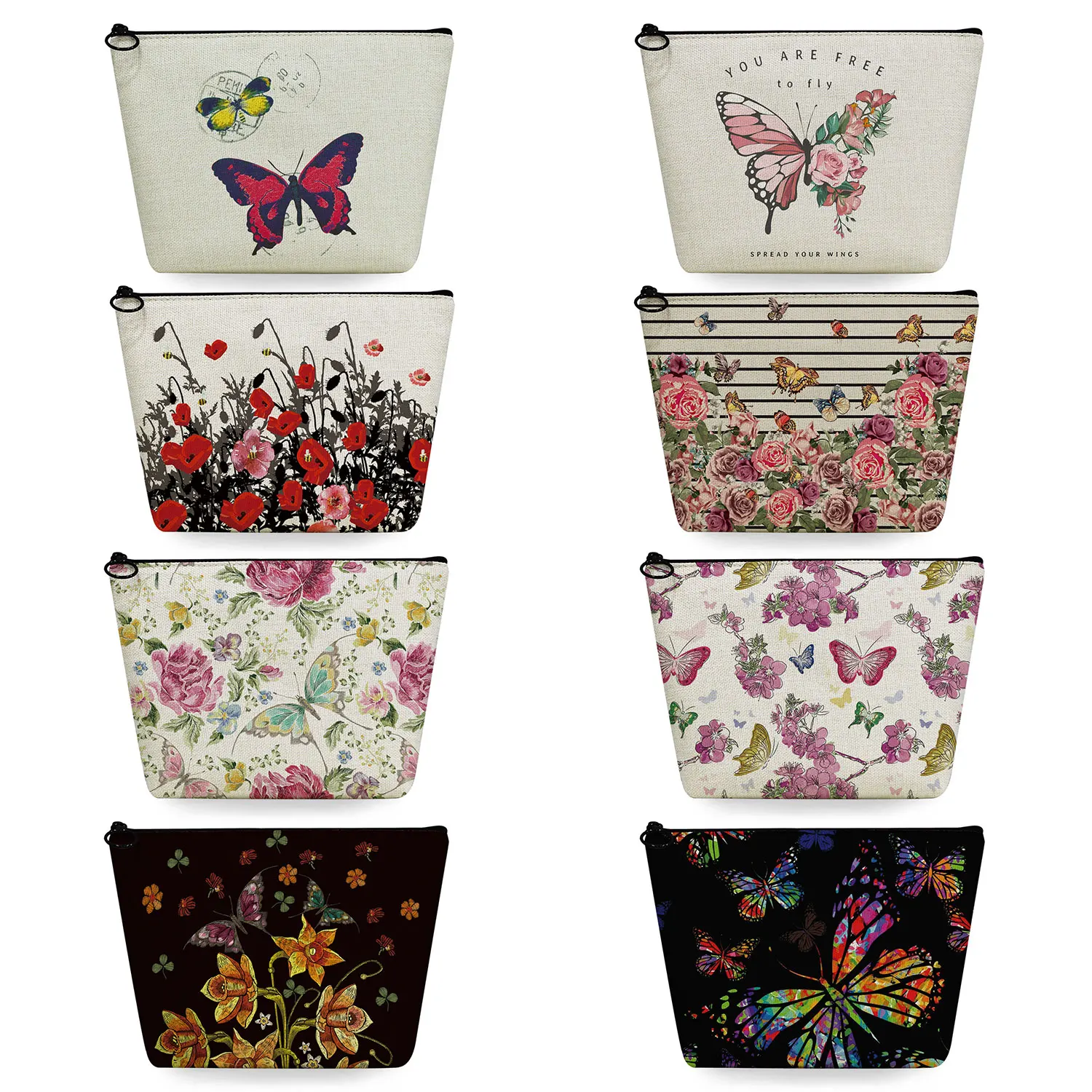 

Floral Butterfly Print Makeup Organizer Casual Travel Toiletry Bag Gift Heat Transfer Women's Cosmetic Bags Portable Pencil Case