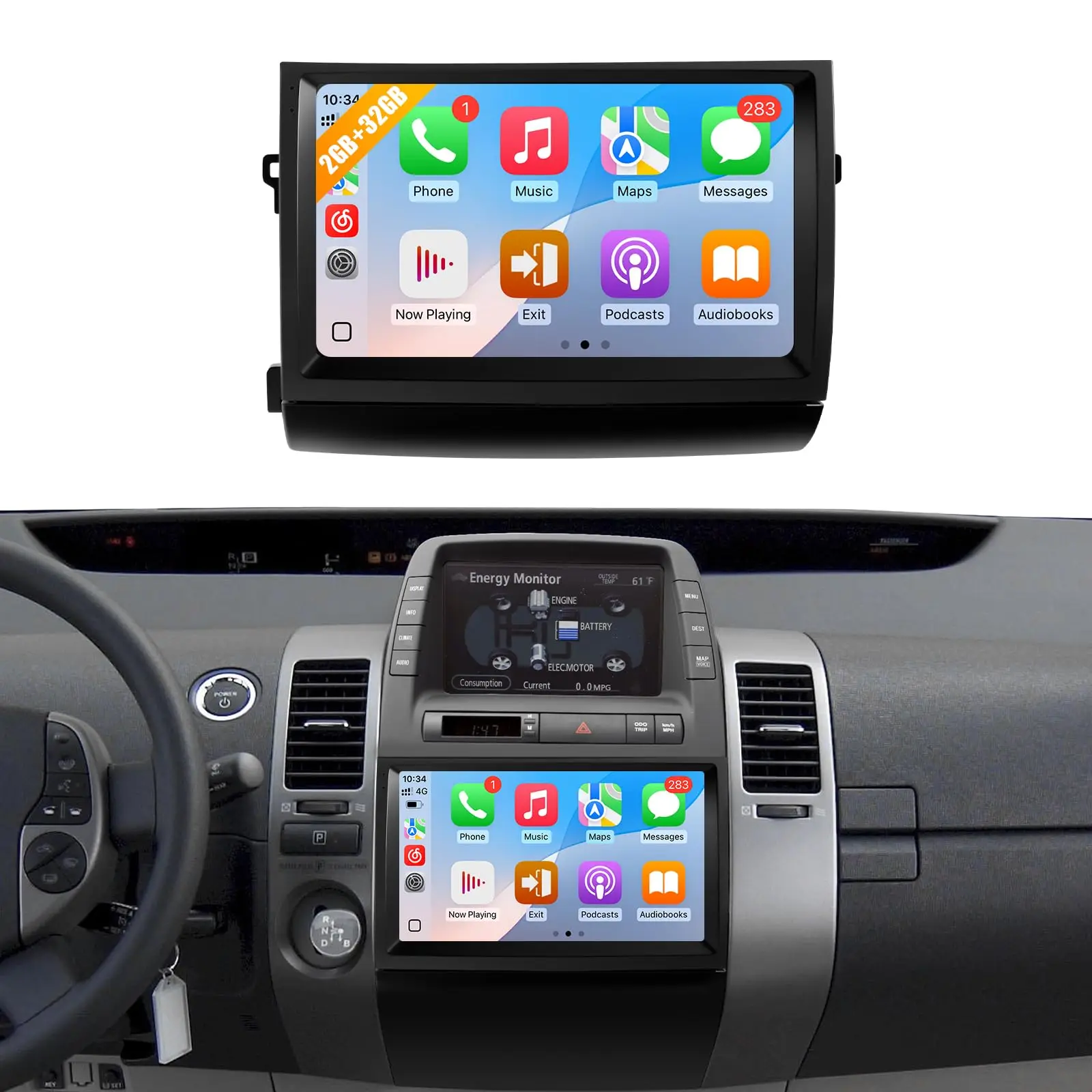 شاشة لمس IPS مقاس 9 بوصة لوحدة رأس Toyota Prius مع كاميرا Carplay Android Auto Bluetooth FM GPS WiFi SWC + Can Bus (تناسب J.B.L)