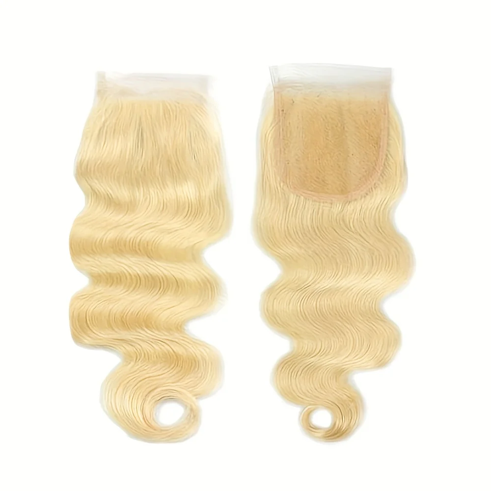 613 Blonde Body Wave Top Lace Closure 4x4 Human Hair Transparent Swiss Lace Closure With Baby Hair Brazilian Remy Hair Closure
