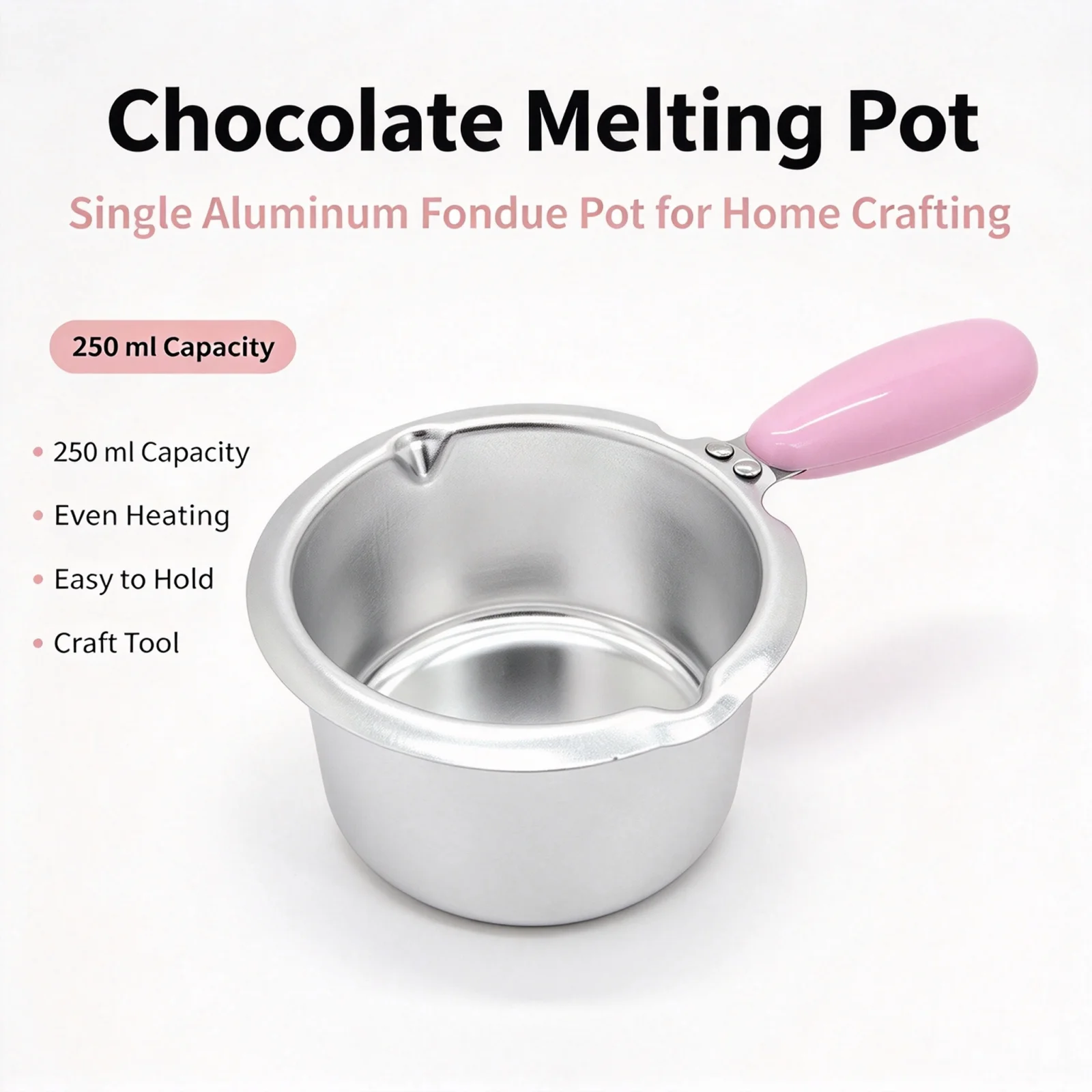 250ml Aluminum Melting Pot Chocolate Melter Mini Pot for DIY Handmade Soap Wax Butter Melting Kitchen Craft Making Tool