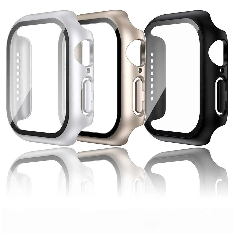 Szkło hartowane + etui do Apple Watch 38 mm 40 mm 41 mm 42 mm 44 mm 45 mm 46 mm Osłona ekranu iWatch 10 8 7 9 6 SE 5 — zdjęcie 2