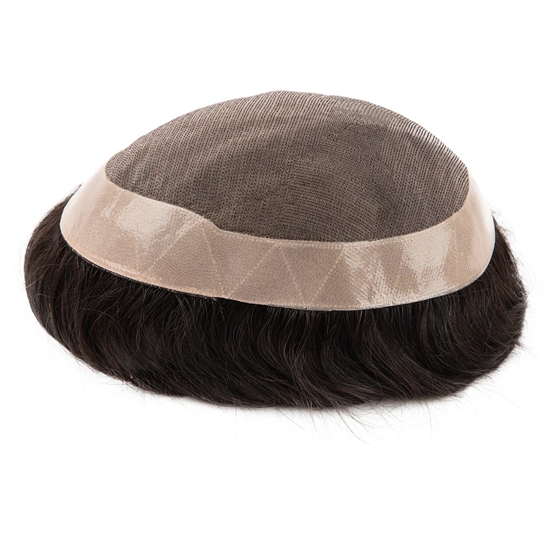 Men Hair Toupee Fine Mono Men's Wig Durable Capillary Prosthesis 6inch Handmade Mens Wigs Human Hair Tupee System 130% Density