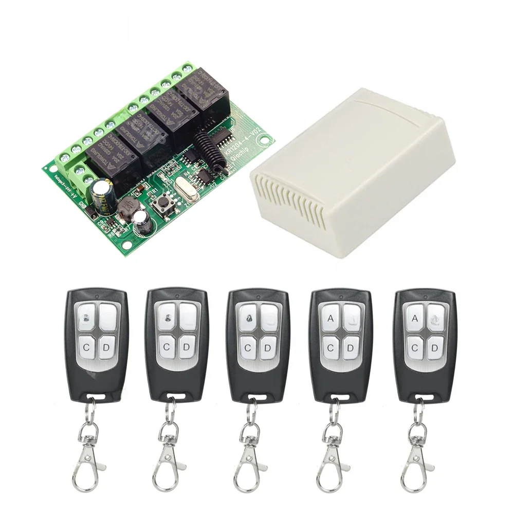 QIACHIP 433Mhz RF obwód zdalnego sterowania uniwersalny przełącznik bezprzewodowy DC 6V 12V 24V 4CH odbiornik przekaźnika RF i nadajnik pilota — zdjęcie produktu 7