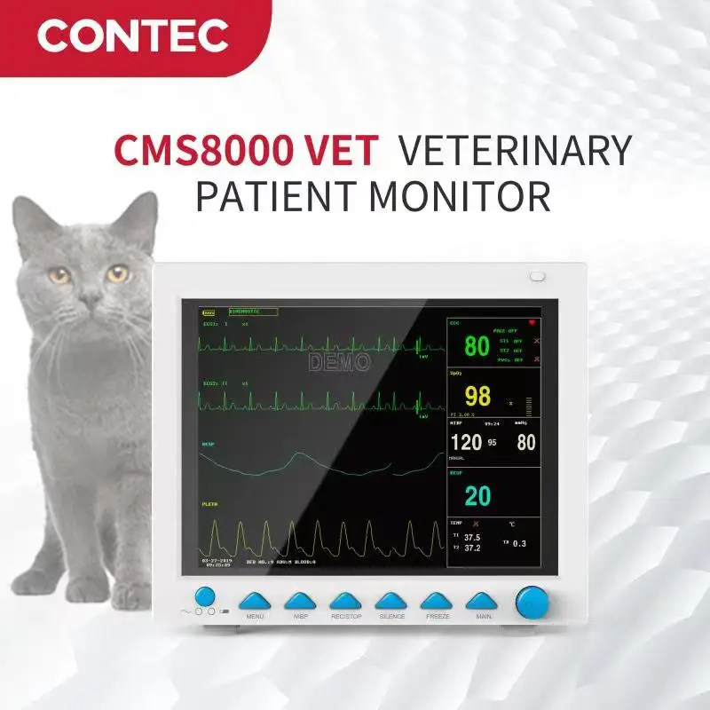 Contec Vet Veterinary ICU/CCU Patient Monitor Multi-Parameter  CMS8000-VET SPO2,PR,ECG,SPO2,NIBP,RESP,TEMP