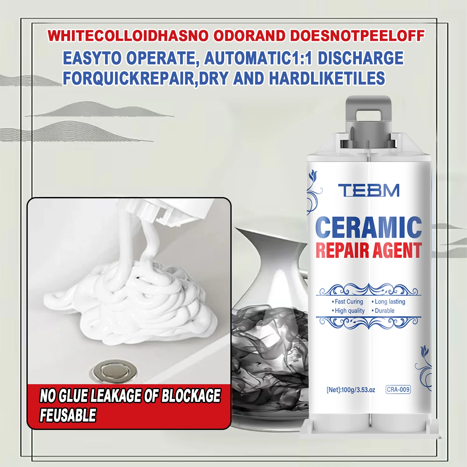 100g Universal Ceramic Repair Agent Multifunctional Tile Stone Crack Repair Kit Adjustable Color Floor Cracks Repair Paste