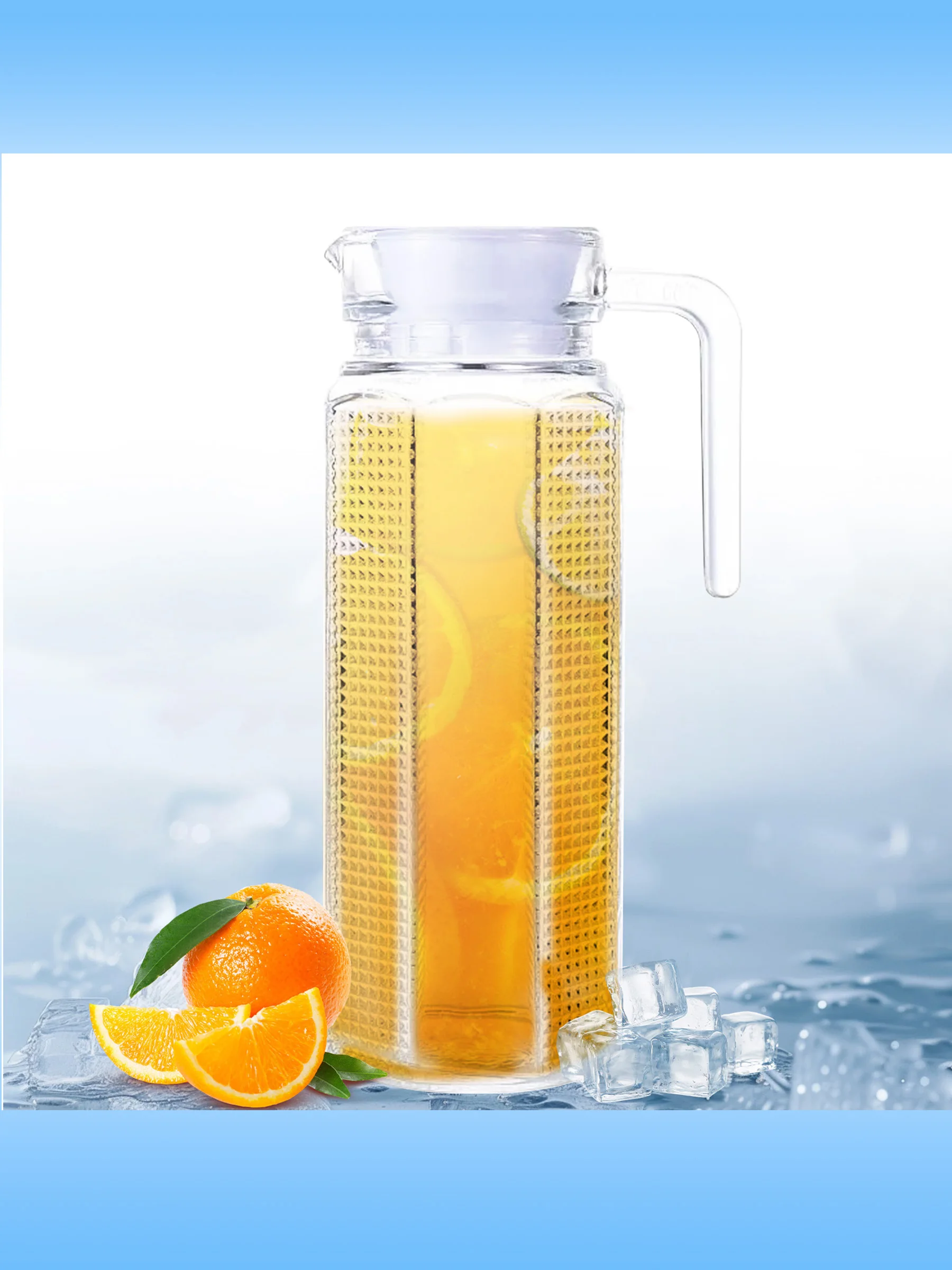 

Splash glass water jug 40.6OZ with lid and spout for refrigerator, transparent glass bottle perfect for iced tea, juice, milk