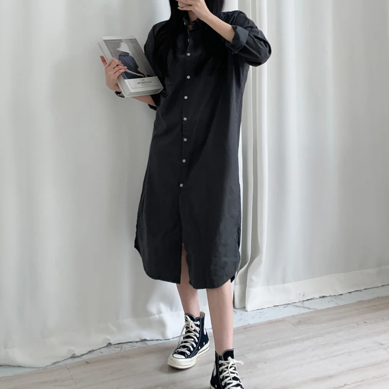 [Manika] Women's Loving You Long Shirt Dress Tie Dress Ops (4Color)