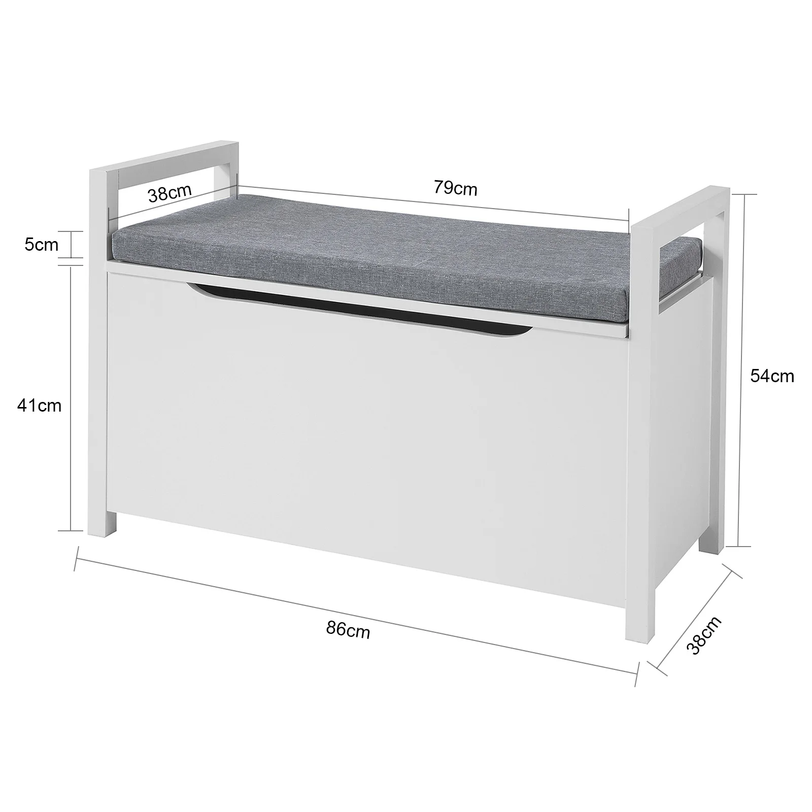 SoBuy FSR76-W Truhenbank mit Sitzfläche Sitzbank mit Stauraum Sitztruhe mit Klappe Spieltruhe Belastbarkeit 120 kg Weiß – Detail 1