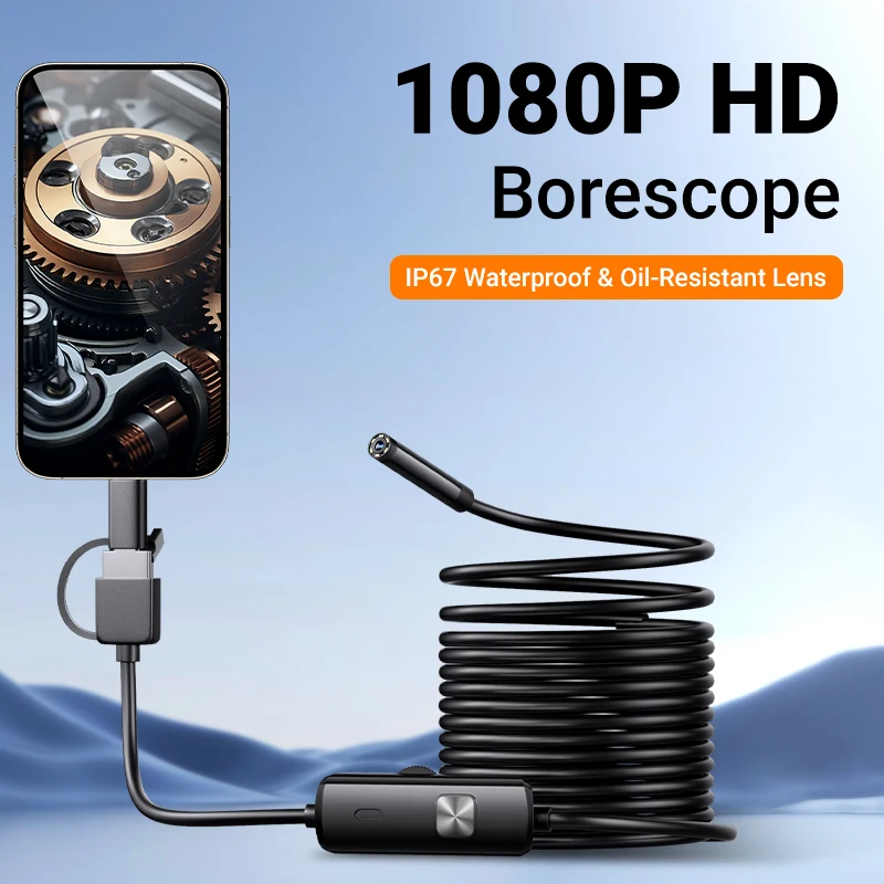 7MM Android Endoscope Camera 3 IN1 Micro USB Type C Borescope Mini Camera Waterproof LED Car Inspection For HUAWEI XIAOMI PC