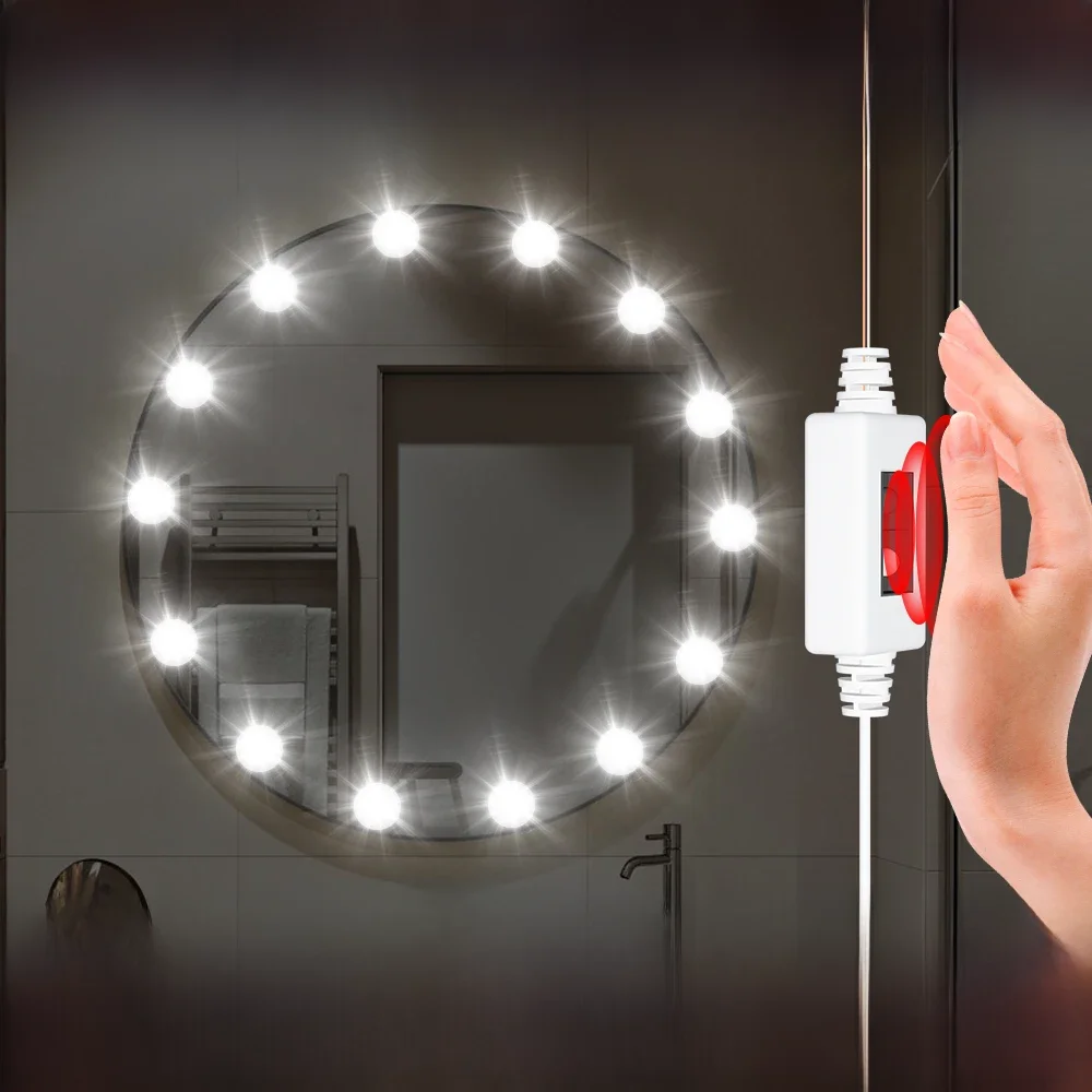 Lady LED Beauty Makeup Light USB 5V Dimmable Woman Vanity Bulb Hollywood Mirror Cabinet Fill Lamp Bulbs Hand Sweep Sensor Switch
