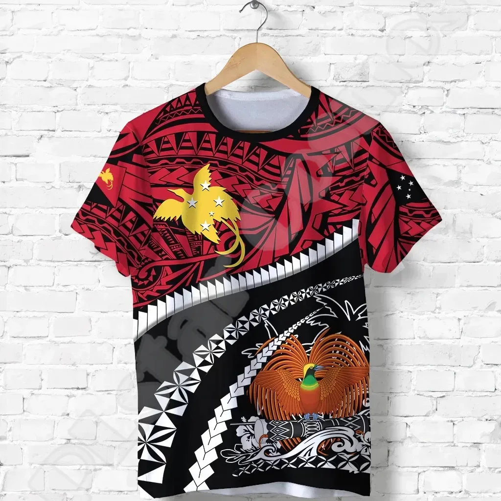 Custom Name Islands Country Flag Papua New Guinea Culture Tribal Tattoo Retro 3DPrint Summer Harajuku Short Sleeves T-Shirts XA6