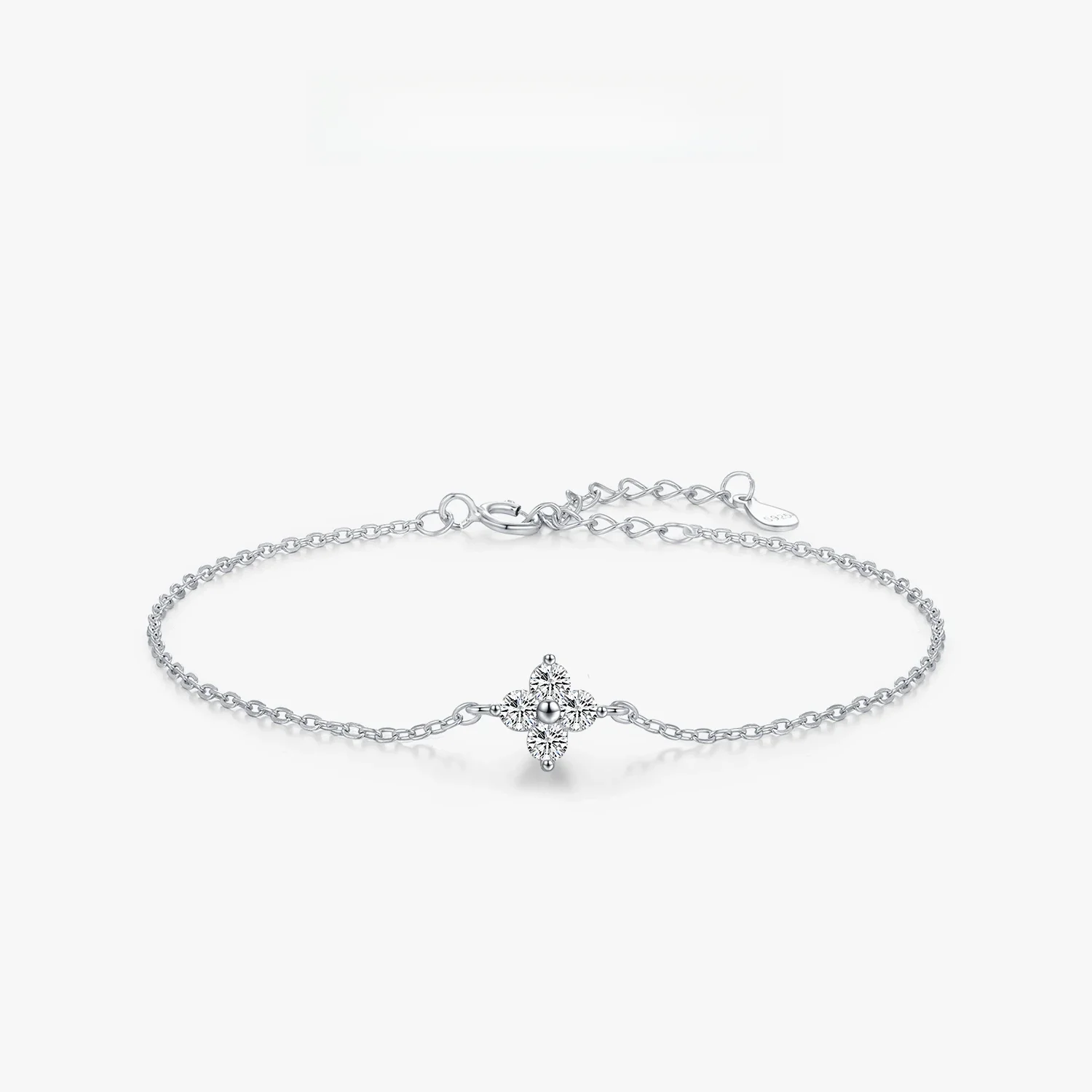 MODIAN 925 Sterling Silver Stackable Four Leaf Clover CZ Bransoletka z białego pozłacanego łańcuszka dla kobiet Party Fine Jewelry — zdjęcie 2