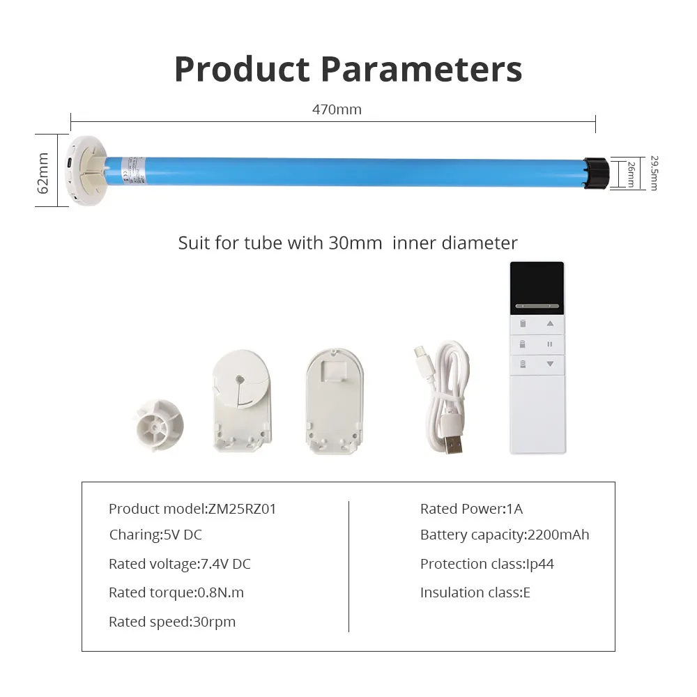 Imagem -06 - Blindsmart Tuya Zigbee Motor de Rolo Recarregável para 30 mm Tubo Inteligente Motor Elétrico Alexa Google Casa Controle Remoto Inteligente