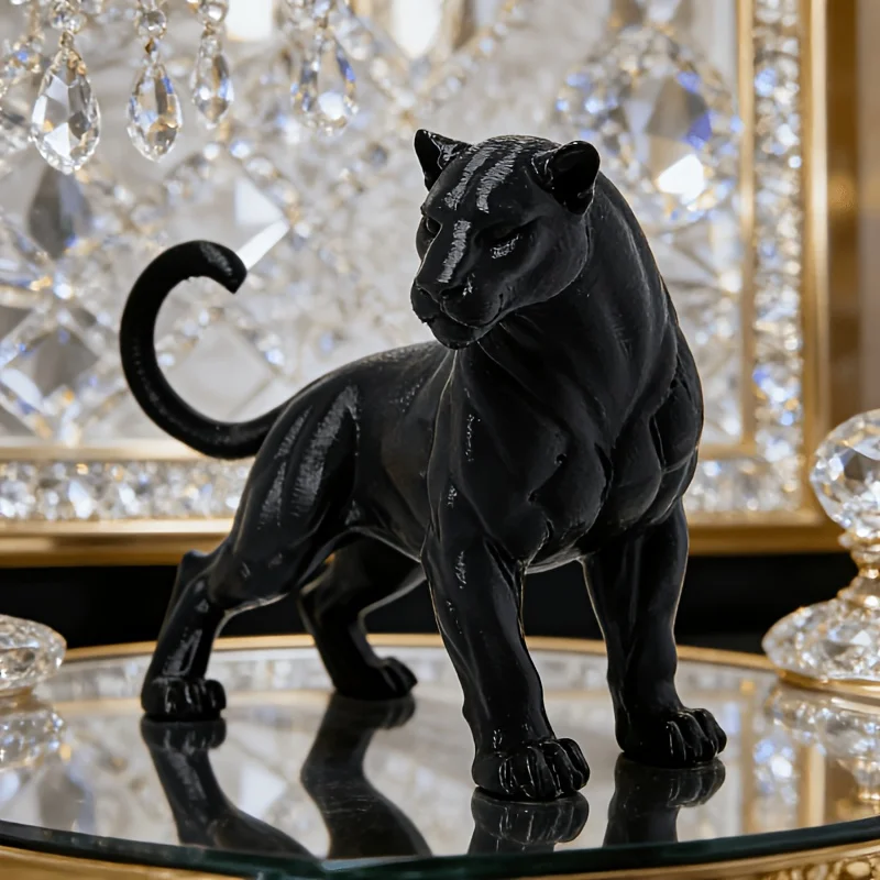 1 Stück robuste Schwarze-Panther-Statue mit einem traumhaften Design zur Dekoration von Schreibtischen, als kreatives Geschenk, zur Dekoration von Armaturenbrettern in Autos, zur Heimdekoration, zur Dekoration von Bons – Detail 2