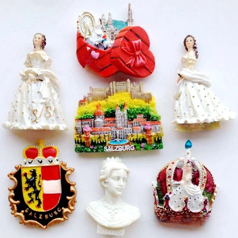 Gorąca sprzedaż Austria wiedeń Salzburg księżniczka Sissi 3D lodówka magnes pamiątki turystyczne lodówka naklejki magnetyczne prezent — zdjęcie 2