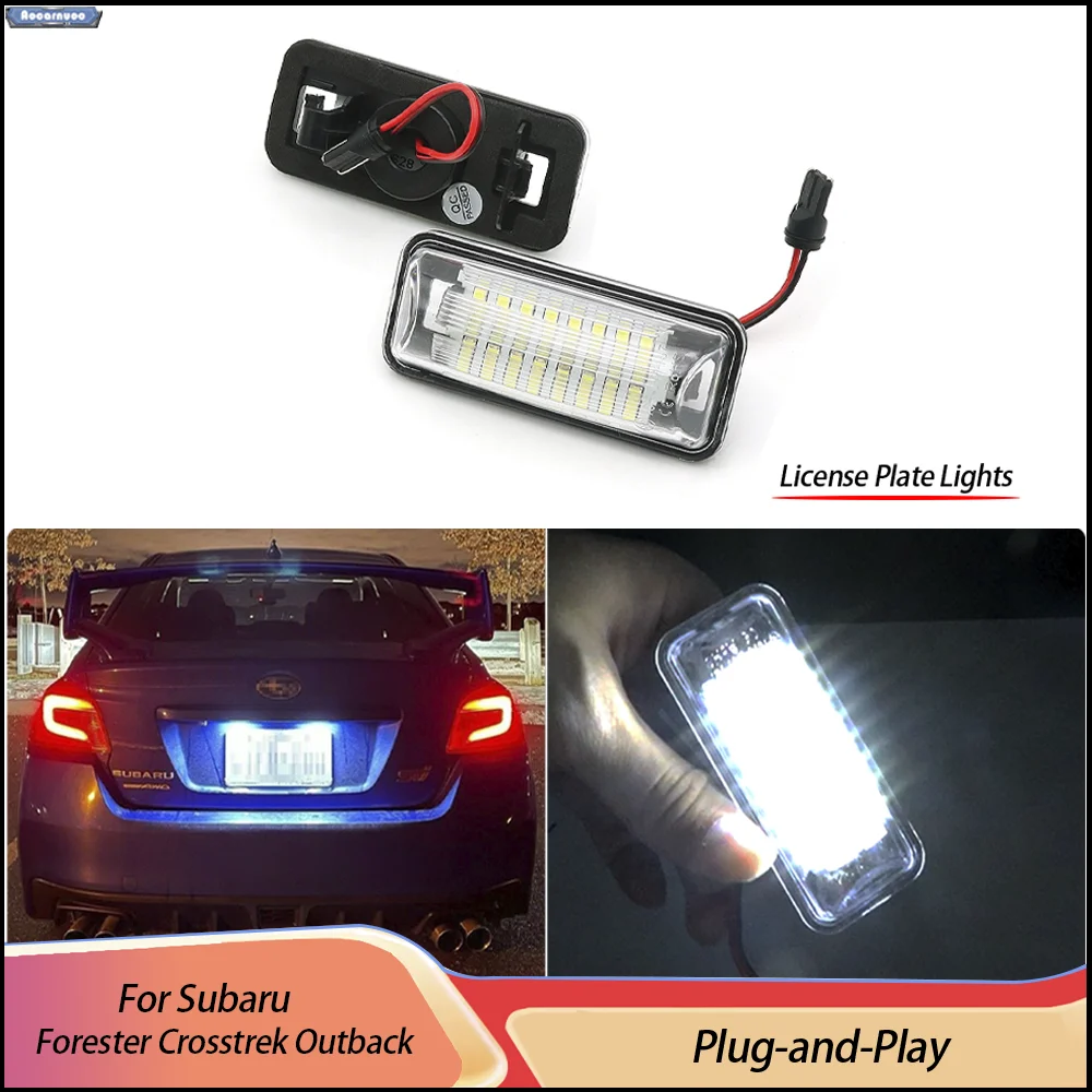 2Pcs 6500K White LED License Plate Lights For Subaru Forester Crosstrek Outback Ascent