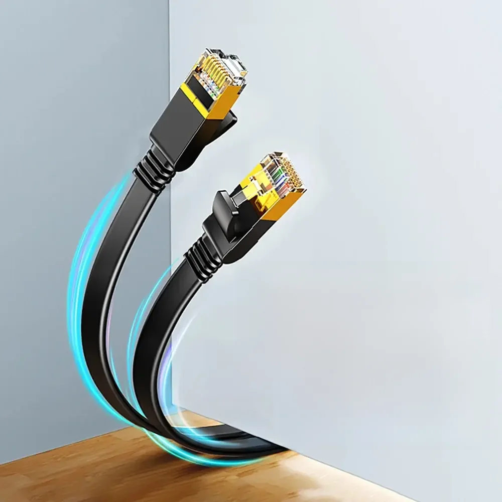 Kabel Ethernet Cat 7 Cat7 Szybki płaski gigabitowy kabel LAN STP RJ45 10 Gb/s 1250 MB/s Kabel sieciowy Patch Code Router Ethernet — zdjęcie 2