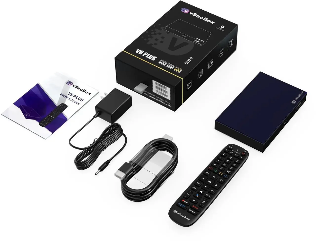 2025 Nueva caja Android vSeeBox V6 Plus 2026 Android 14,0 |   Amlogic 905Y5 |   4GB+64GB |   Control remoto por voz