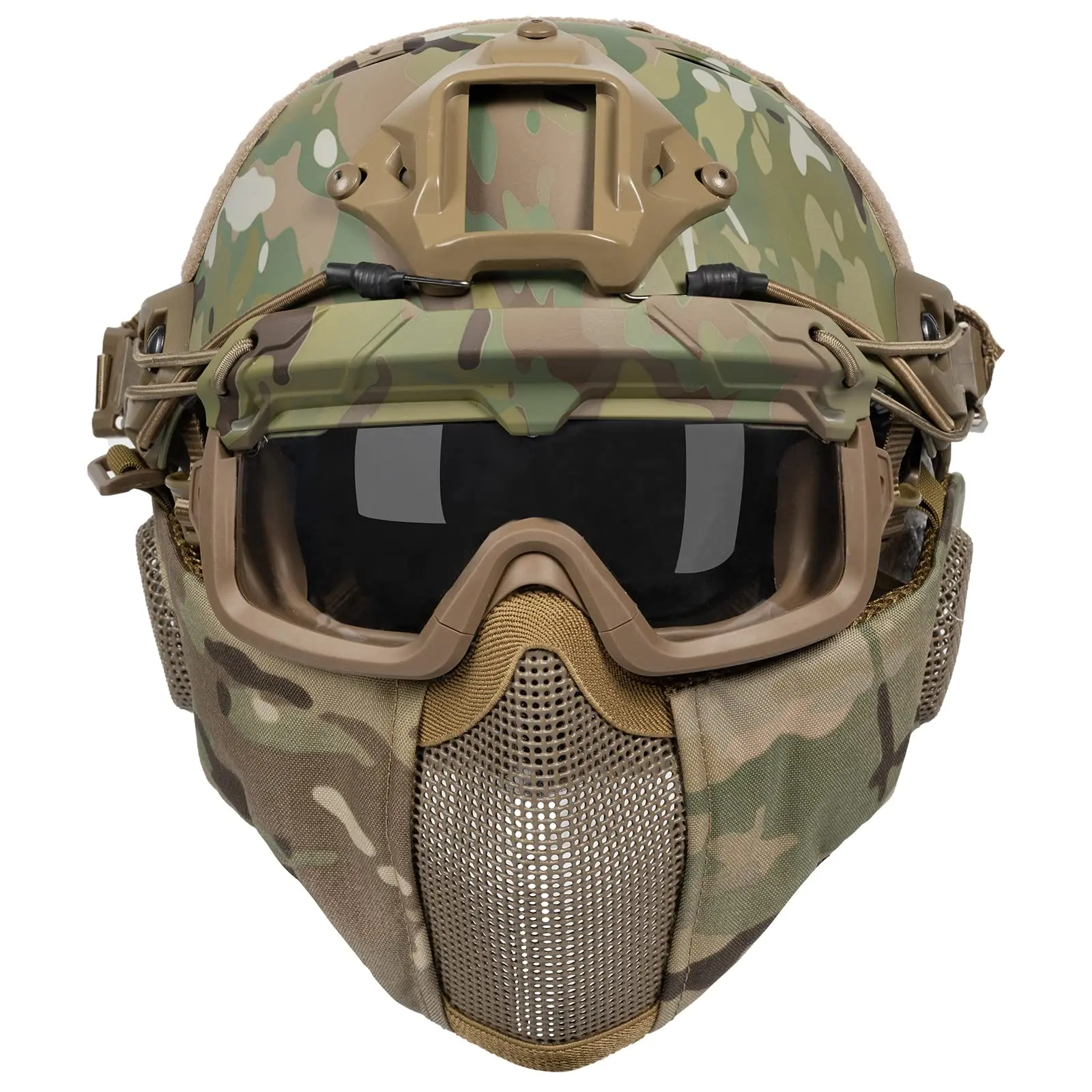 

Airsoft fast Helmet - Full Face Protective Set With Foldable Ear Protection Mask And Goggles for Paintball shooting Wargame Cs