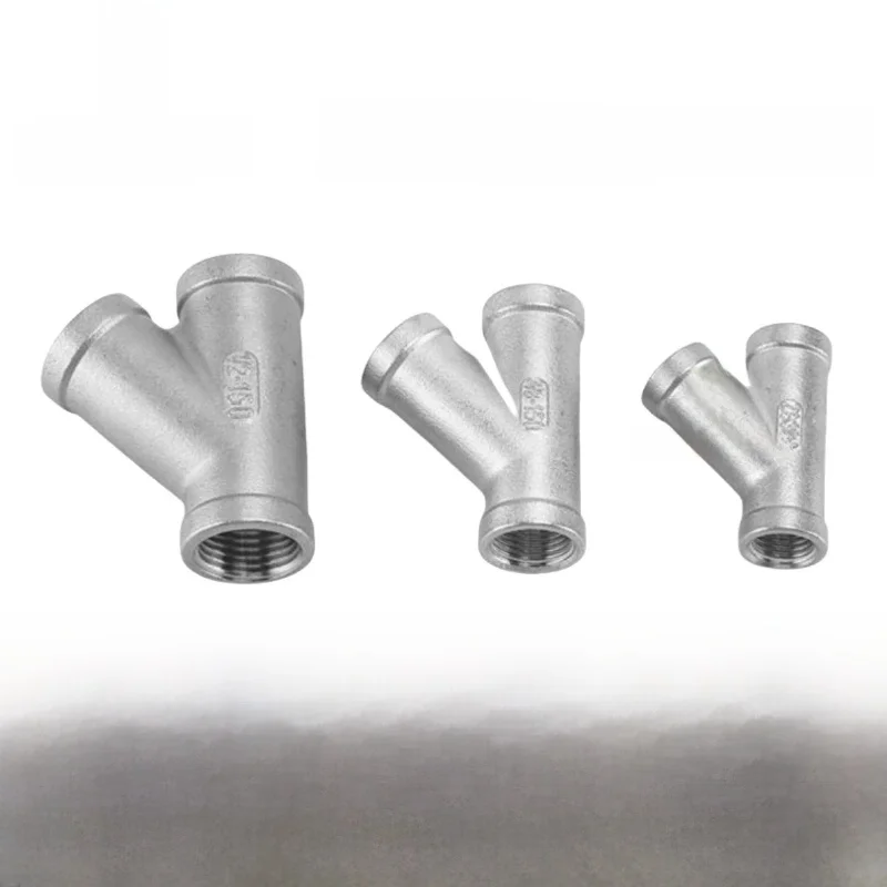 Raccord de tuyau en Y à 3 voies fileté femelle BSP 45 degrés, 1/4 "1/2" 3/4 "1" 1-1/4 "1-1/2", filetage BSP 304, connecteur en acier inoxydable