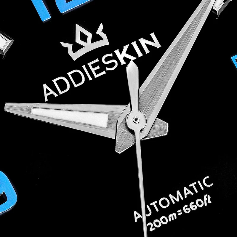 ADDIESKIN K009 Men's Automatic Watch Black Blue Dial 40mm Ceramic Bezel 200m Waterproof BGW9 Luminous Miyota 9015 Sports Watch