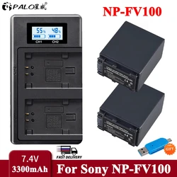 NP-FV100 NPFV100 NP FV100 Bateria do aparatu Sony Sony NP-FV30 NP-FV50 NP-FV70 SX83E SX63E FDR-AX100E VG30E + ładowarka LCD USB