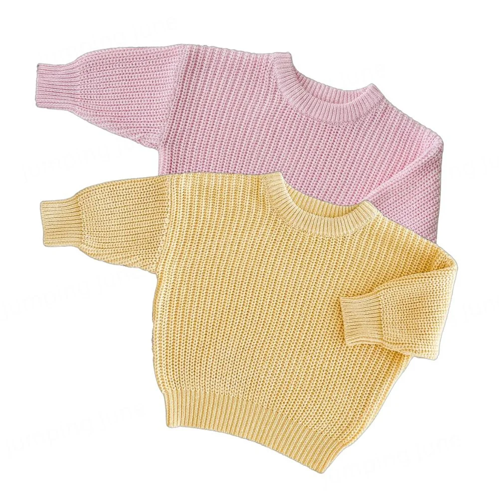 Baby Pink Cute Toddlers Jumper Natural Cable Knit Genderless Boys Girls Toddler Children Sweater