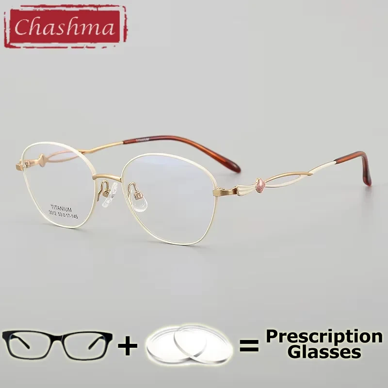 

Очки Chashma по рецепту врача, женские модные оптические очки для чтения, оправы для коррекции близорукости, из чистого титана, роскошные очки Gafas