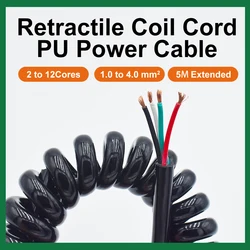 Spring Spiral Power Cable 2 3 4 5 6 7 8 9 10 12Cores 1.0/1.5/2.5/4.0/mm2 Connector Extend Tensile Retractile Coil 17 15AWG Wire
