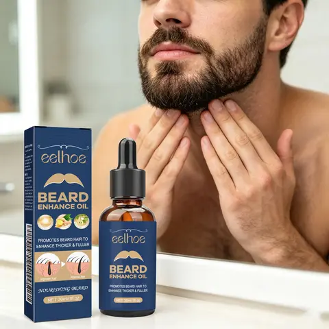 EELHOE Beard Care Oil Strengthening Roots Promote Bread Growth Moisturizing Brightening Thickening Enhance Beard Oil