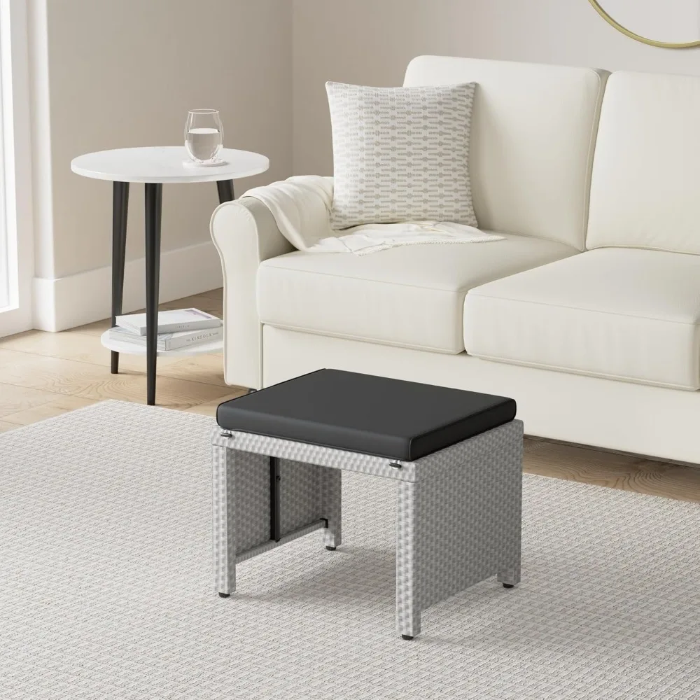 

Celia Contemporary Large Round Upholstered Ottoman, Cushioned Footrest for Couch or Chair with Wooden Legs