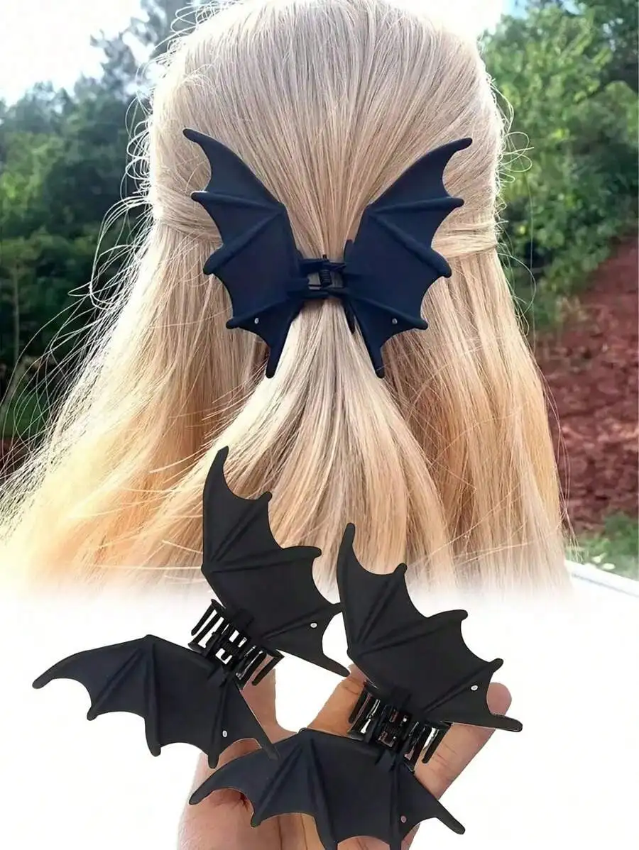 

1pc Gothic Punk Matte Black Bat Wing Hair Clip - Elegant Metal Ponytail Claw Clip For Women, Suitable For Halloween And Christmas Parties, Halloween Hair Accessories | Gothic Style | Durable Plastic, Halloween Headwear, School Supplies, College Autumn Acc