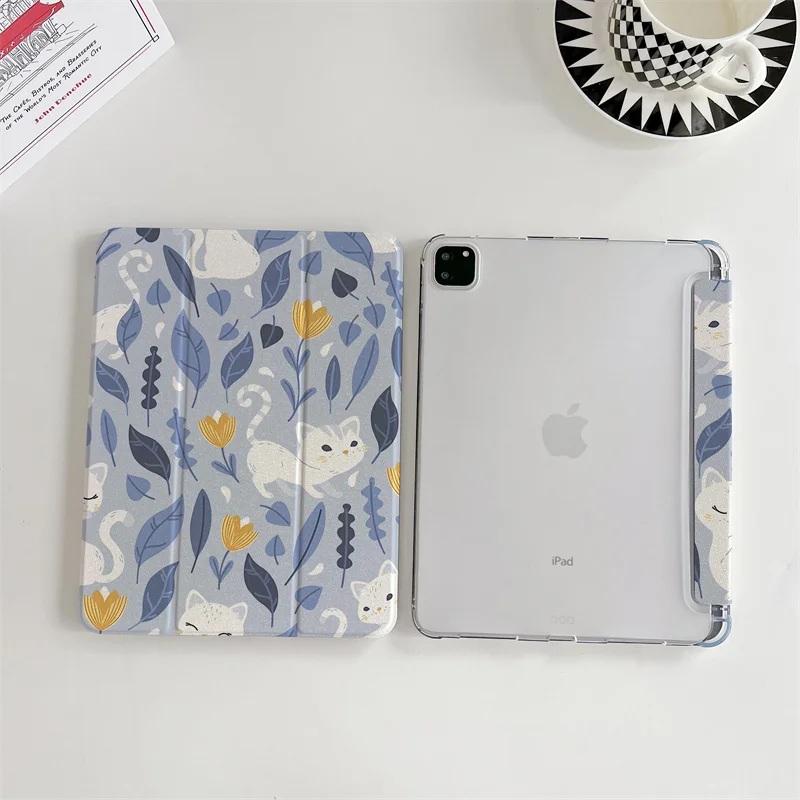 Cute Cat Print Tablet Case For iPad Air 2024 Pro 11 inch iPad Air 5/4 10.9 10th 5/6/7/8 10.2 9.7 inch Air3 10.5 mini 6/5/4 Cover