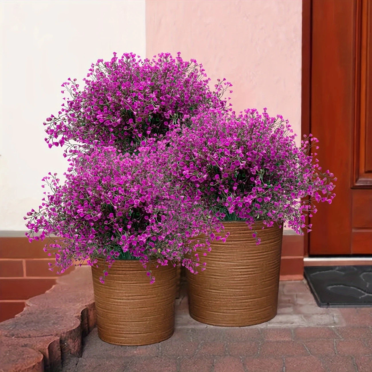 12 Bündel künstliche Blumen für den Außenbereich, UV-beständige Kunststoffsträucher, dekorative Pflanzen für Gartenkanten, Fensterkästen, gefälschtes Grün – Detail 8