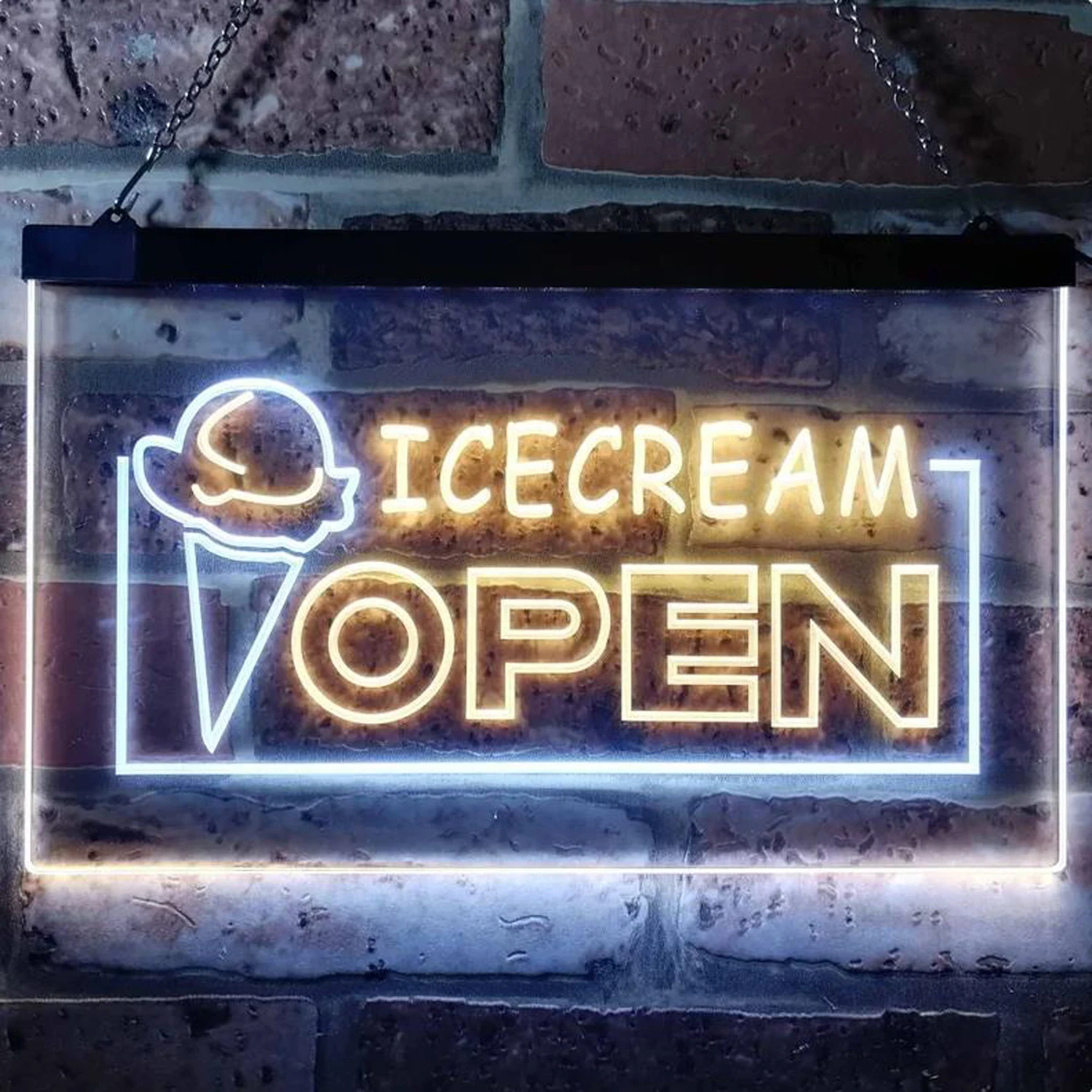 

Custom Ice Cream Open Dual Color LED Neon Light Ice Cream Truck Decor Ice Cream Open LED Neon Sign Restaurant Dual Color Display