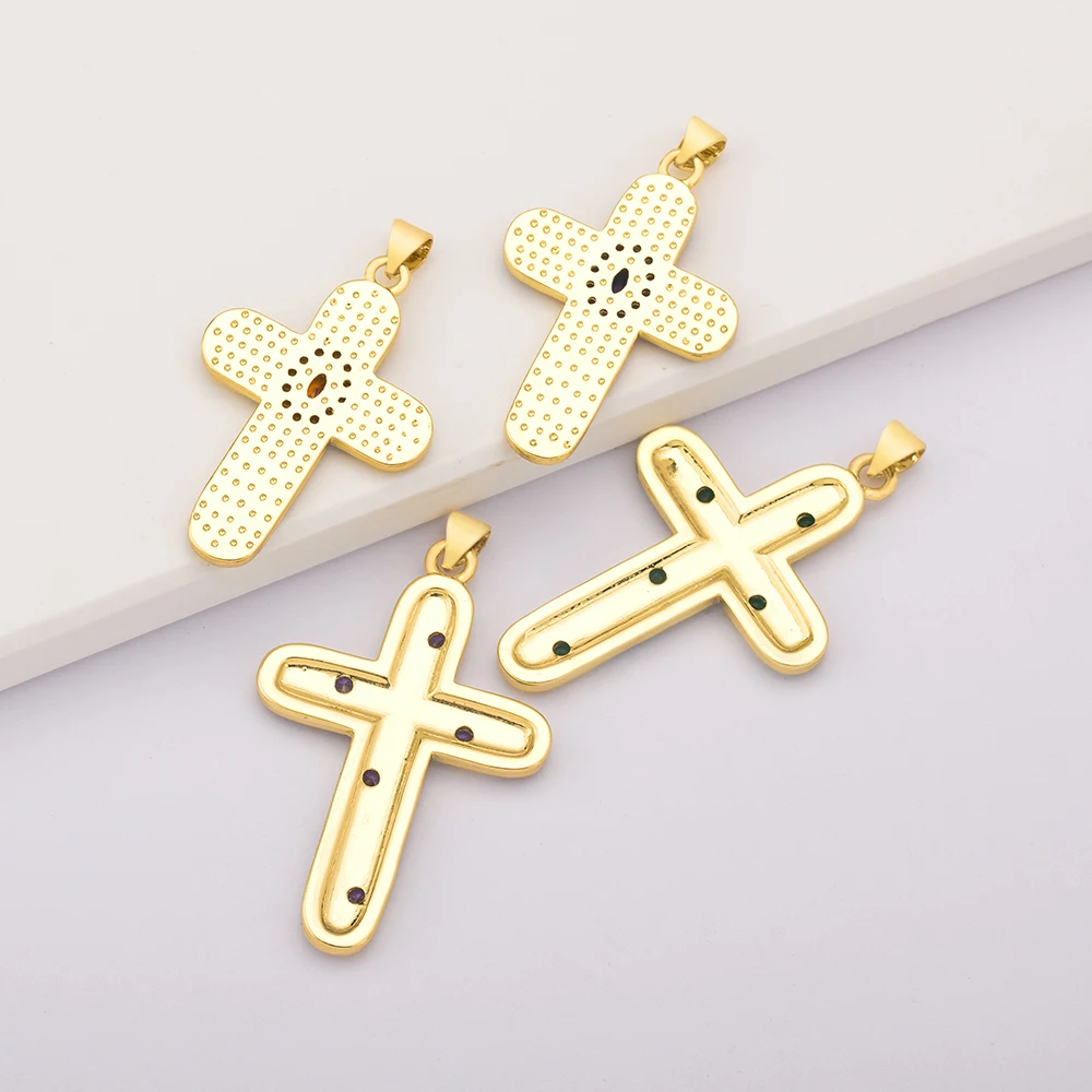 Fashion 5 Colors Cross Enamel Dripping Oil Pendant for Women Zircon Necklace for DIY Jewelry Making Gift Accessories Wholesale