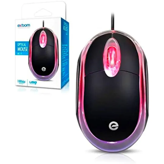 Mouse USB Óptico Com Led Exbom - MS-9