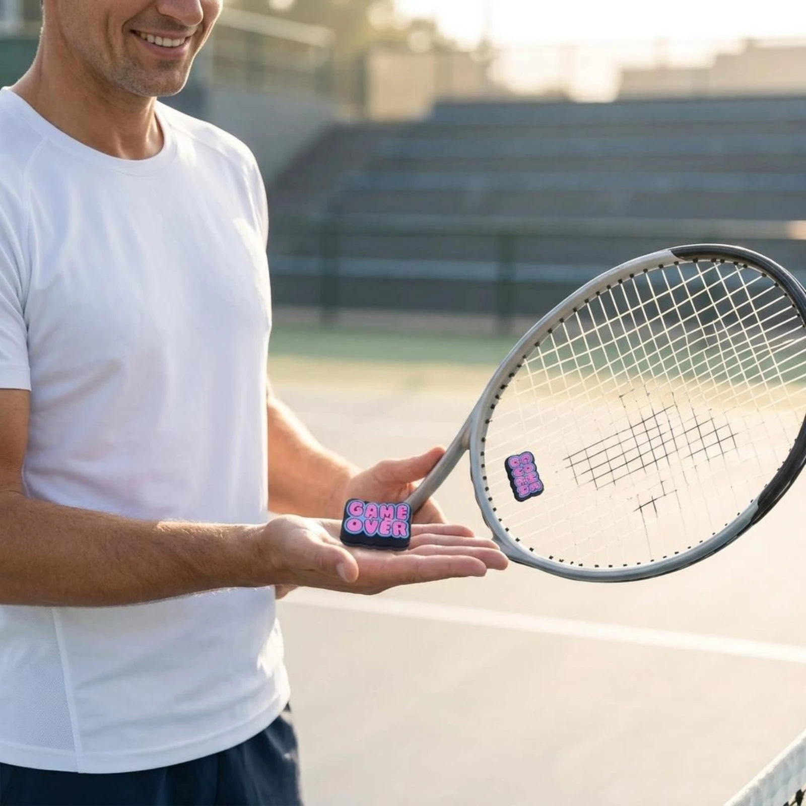 Silicone Tennis Racket Dampener Raised Lettering Tennis Racket Dampener Shock Absorbing Sports Accessory